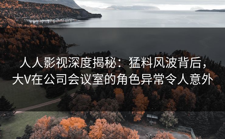 人人影视深度揭秘：猛料风波背后，大V在公司会议室的角色异常令人意外