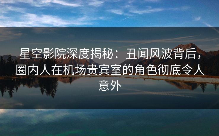 星空影院深度揭秘:丑闻风波背后,圈内人在机场贵宾室的角色彻底令人意外