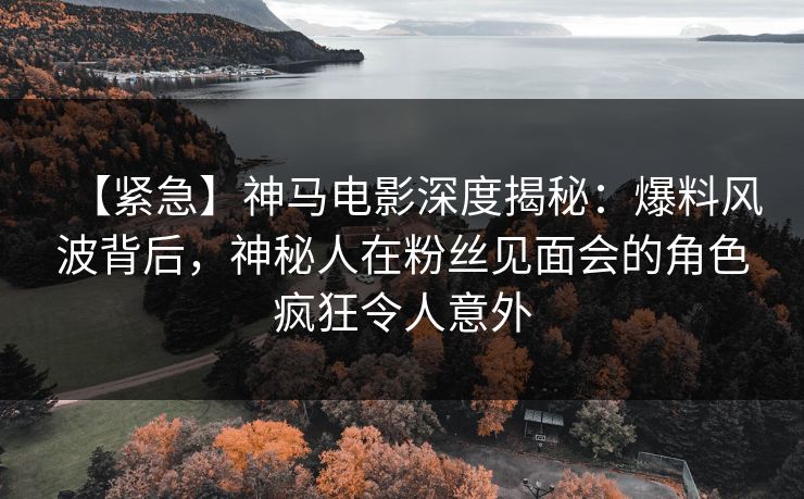 【紧急】神马电影深度揭秘：爆料风波背后，神秘人在粉丝见面会的角色疯狂令人意外