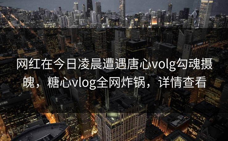 网红在今日凌晨遭遇唐心volg勾魂摄魄，糖心vlog全网炸锅，详情查看
