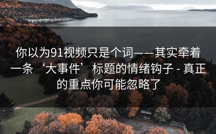 你以为91视频只是个词——其实牵着一条‘大事件’标题的情绪钩子 - 真正的重点你可能忽略了