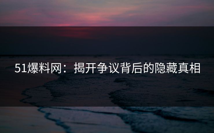 51爆料网：揭开争议背后的隐藏真相